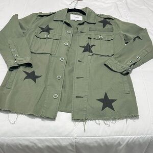 pistola olive green star-print utility jacket